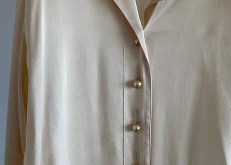 chanel silk pearl shirt