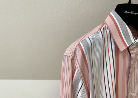 salvatore ferragamo stripe shirt red×gray