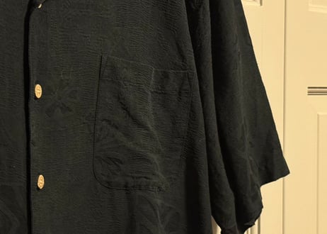 90s silk open collar silk shirt