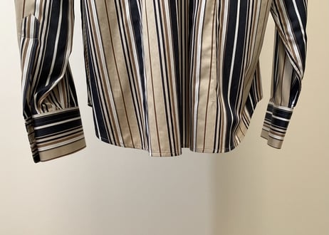 salvatore ferragamo stripe shirt black×beige