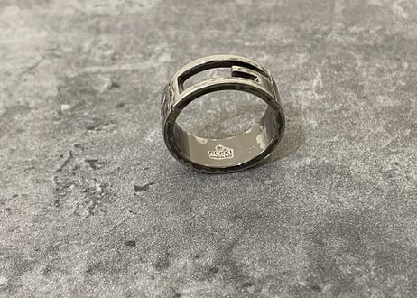 gucci g logo silver ring 17号