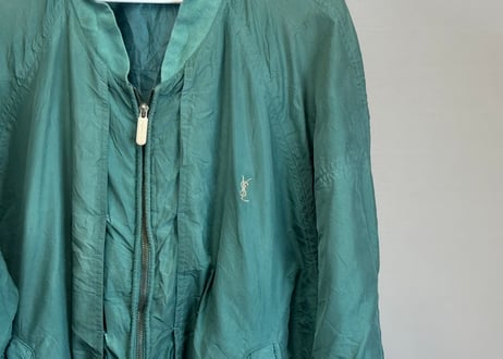 yves saint laurent YSL logo silk jacket mint green