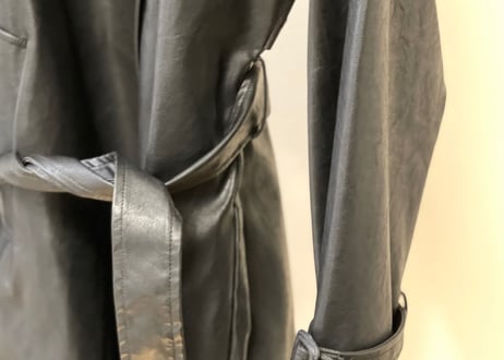 fake leather belted coat