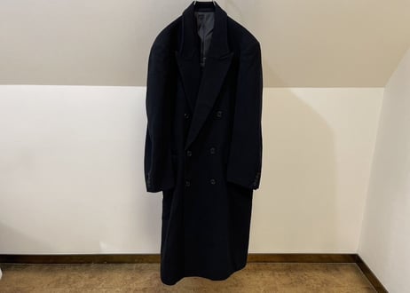 80-90s cashmere wool double long coat #5
