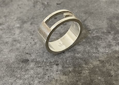 gucci g logo silver ring 17号