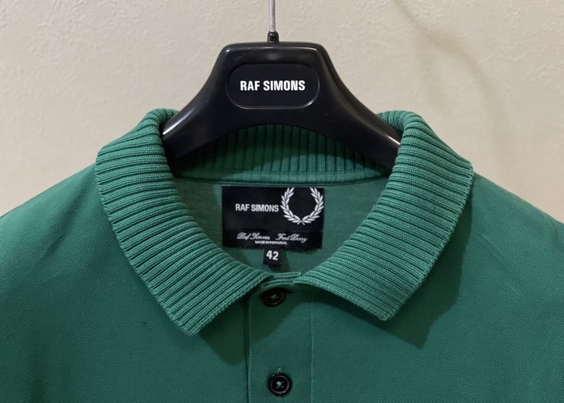 raf simons ×fred perry green knit polo | weeken