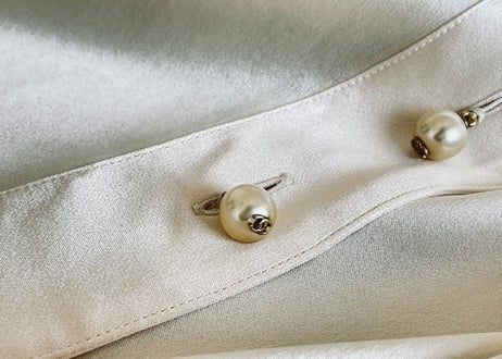 chanel silk pearl shirt
