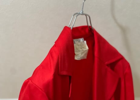 80s celine belted long coat red