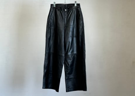 90s leather wide pants