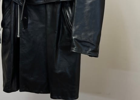 90s leather double coat