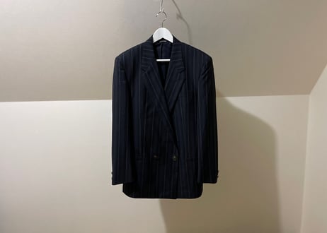 versace stripe double set up suit dead stock