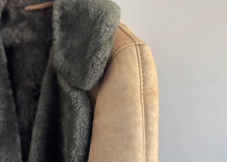 70s loewe mouton leather coat