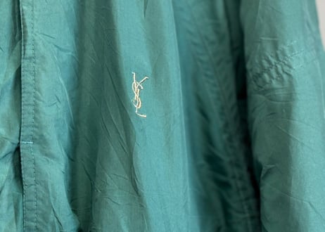yves saint laurent YSL logo silk jacket mint green