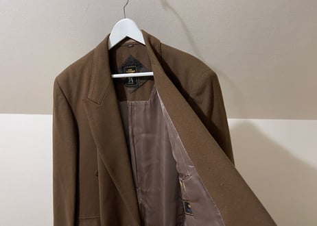 80s cashmere wool double chesterfield coat