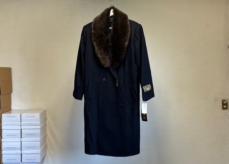 pure cashmere fur long coat dead stock