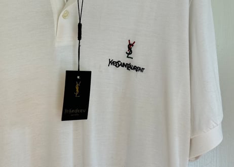 90s yves saint laurent rogo polo shirt dead stock