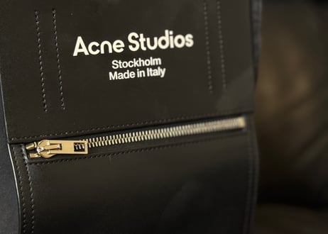 acne studios leather logo tote bag