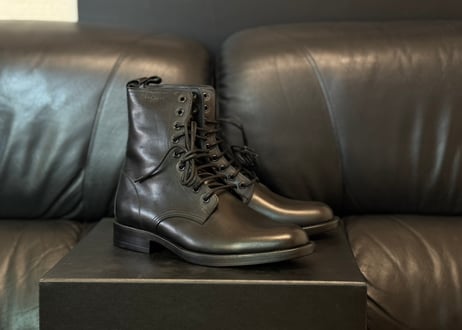 saint laurent logo leather boots dead stock