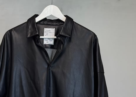 shareef over size pvc leather shirt jacket