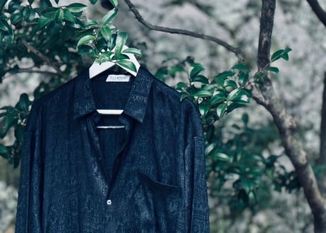 90s "総柄" silk shirt