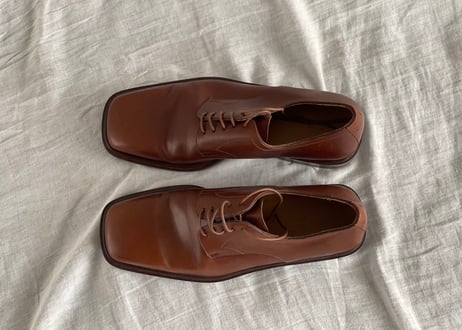 louis vuitton  leather square toe shoes brown
