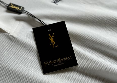 90s yves saint laurent rogo polo shirt dead stock