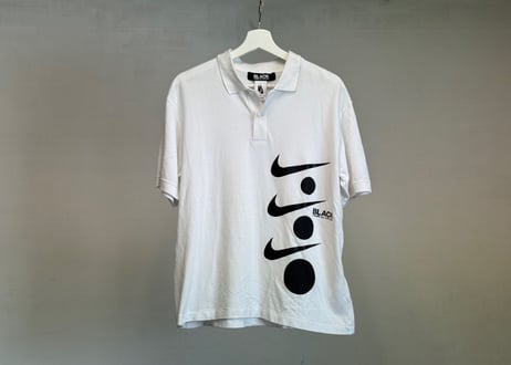 black comme des garcons nike logo polo shirt