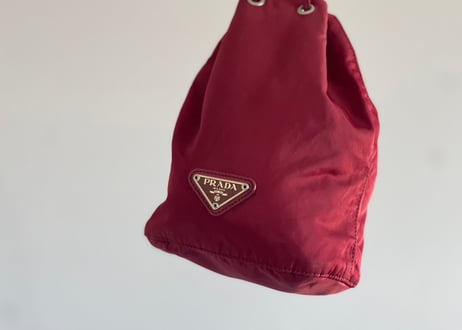 prada nylon "巾着" bag red