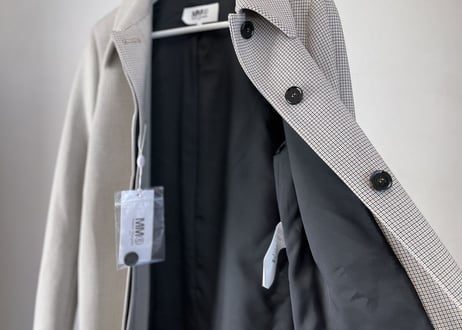 mm6 maison margiela check long coat