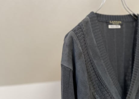 lanvin deep neck suede knit