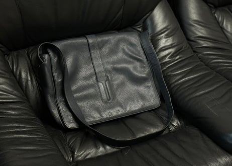 jilsander logo leather shoulder bag