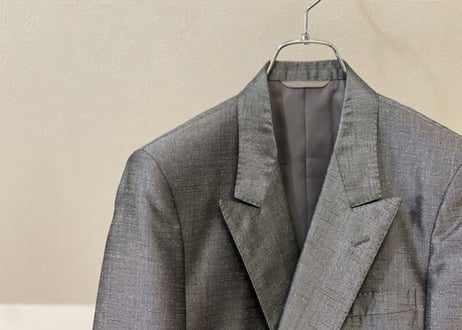 80s vintage setup suit silk silver double