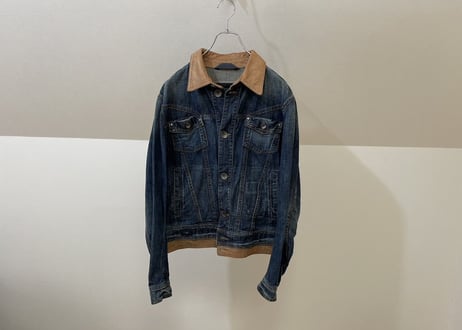 emporio armani leather switch denim jacket