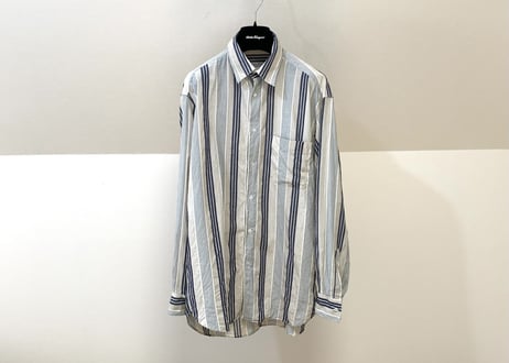 salvatore ferragamo stripe shirt blue×navy