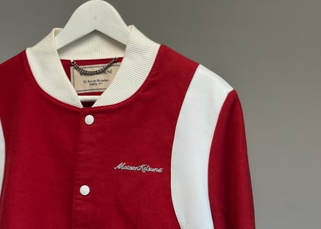 maison kitsune leather switch logo jacket