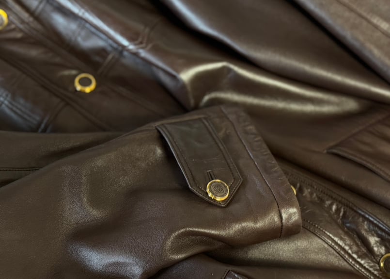初期タグオールドLOEWE ベージュ テ　レザージャケット vintage LOEWE dark brown leather jacket | NOIR ONLINE