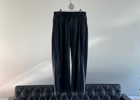 toironier fake leather wide tack pants