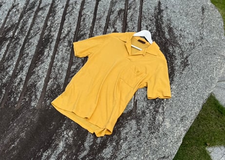 80-90s loewe anagram logo mustard polo shirt