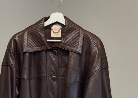 80-90s loewe leather anagram coat