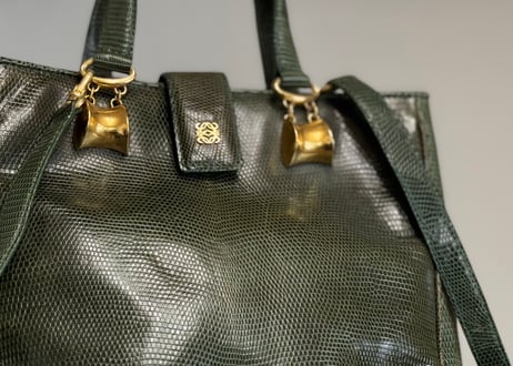 80s loewe izard leather anagram shoulder bag