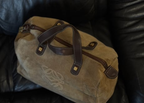 loewe anagram suede leather bag