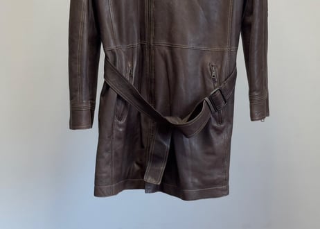 preview made in Italy leather belted coat
