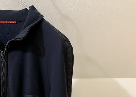 prada logo jersey blouson black