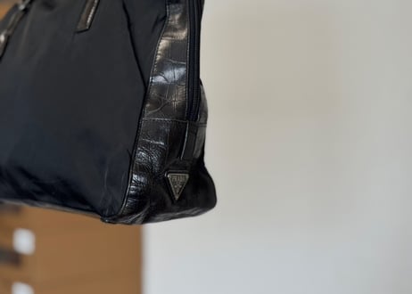 prada crocodile embossed nylon bag
