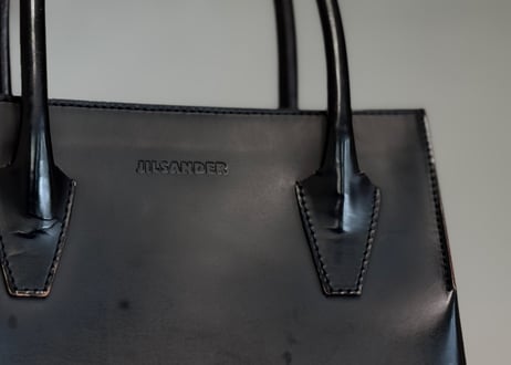 jilsander logo leather bag