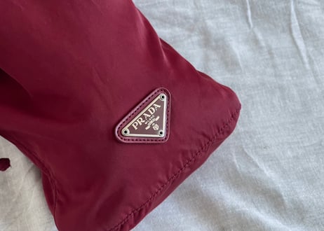 prada nylon "巾着" bag red