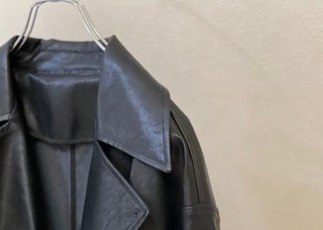 fake leather belted coat