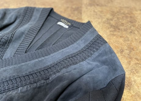 lanvin deep neck suede knit