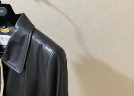 balmain leather coat