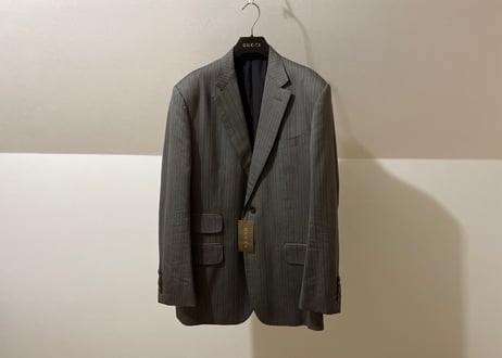 gucci set up suit silk wool gray stripe